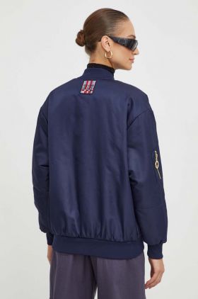 Silvian Heach geaca bomber femei, culoarea albastru marin, de tranzitie