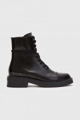 AllSaints cizme de piele Dusty femei, culoarea negru, cu toc plat, WF0048Z