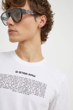 G-Star Raw tricou din bumbac barbati, culoarea alb, cu imprimeu