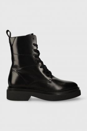 Gant cizme de piele Zandrin femei, culoarea negru, cu platforma, 27541381.G00