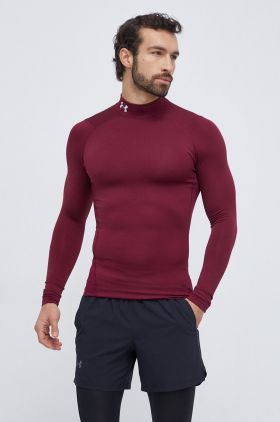 Under Armour mânecă lungă de antrenament ColdGear Compression culoarea bordo, neted