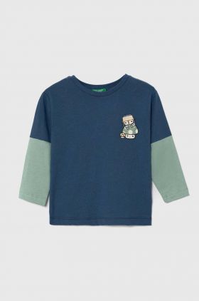 United Colors of Benetton longsleeve din bumbac pentru copii modelator