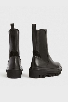 AllSaints ghete chelsea de piele Billie femei, culoarea negru, cu toc plat, WF033V