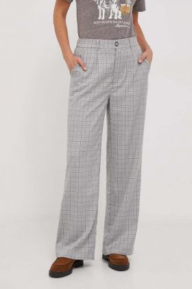 Pepe Jeans pantaloni femei, culoarea gri, drept, high waist