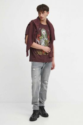 Medicine tricou din bumbac barbati, culoarea bordo, cu imprimeu