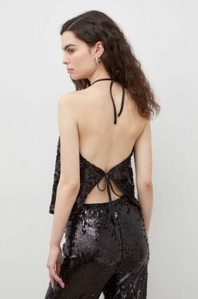 Bruuns Bazaar top femei, culoarea negru, cu spate descoperit