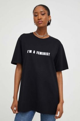 Answear Lab tricou din bumbac culoarea negru, cu imprimeu
