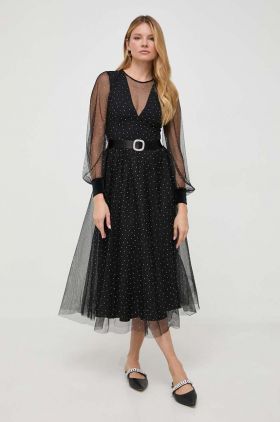 Nissa rochie culoarea negru, midi, evazati