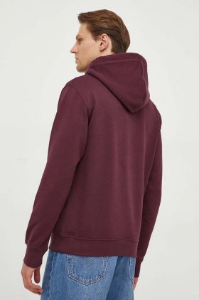 The Kooples hanorac de bumbac barbati, culoarea bordo, cu glugă, neted