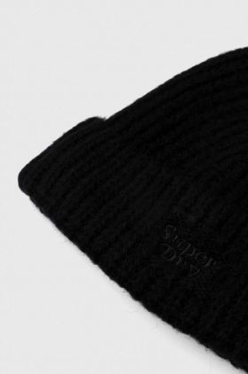 Superdry caciula din amestec de lana culoarea negru, din tricot gros