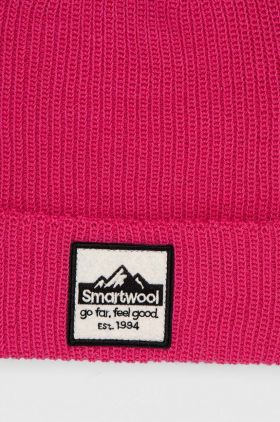 Smartwool caciula de lana culoarea roz, de lana, din tricot gros