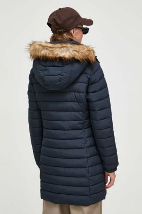 Superdry geaca femei, culoarea albastru marin, de tranzitie