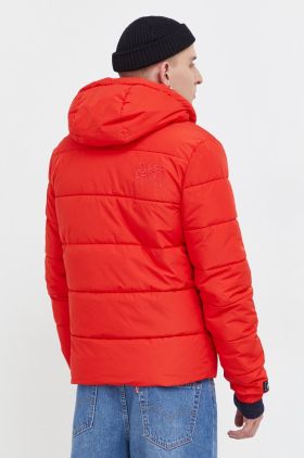 Superdry geaca barbati, culoarea rosu, de iarna