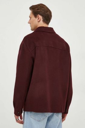 The Kooples geacă cu aspect de cămașă culoarea bordo, de tranzitie