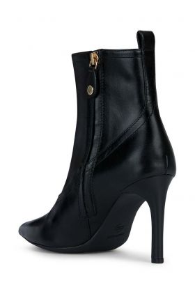 Geox cizme de piele D FAVIOLA B femei, culoarea negru, cu toc cui, D268UB 000Y3 C9999