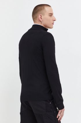 HUGO pulover de lana barbati, culoarea negru, light, cu turtleneck