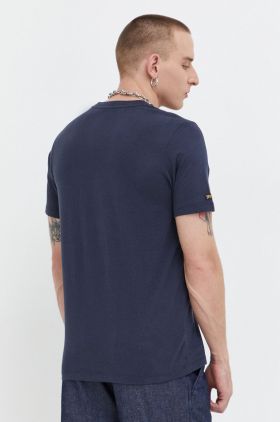 Superdry tricou din bumbac barbati, culoarea albastru marin, cu imprimeu