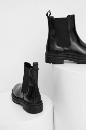 Answear Lab ghete chelsea de piele femei, culoarea negru, cu platforma