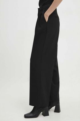 Answear Lab pantaloni femei, culoarea negru, drept, high waist