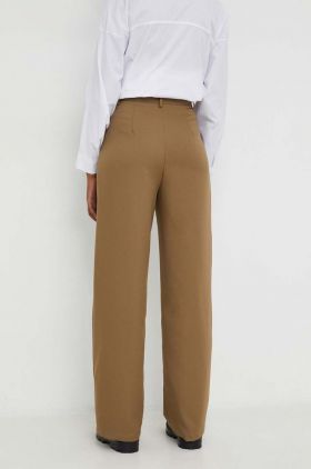 Answear Lab pantaloni femei, culoarea verde, drept, high waist