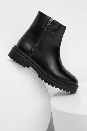 Answear Lab cizme de piele femei, culoarea negru, cu platforma