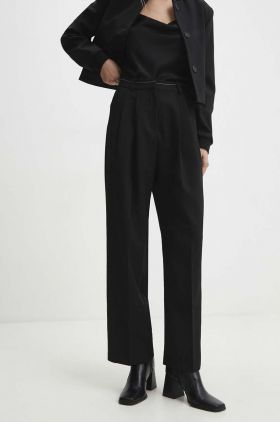 Answear Lab pantaloni femei, culoarea negru, drept, high waist