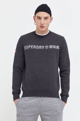 Superdry bluza barbati, culoarea gri, cu imprimeu