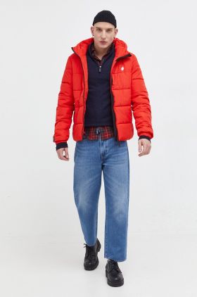 Superdry geaca barbati, culoarea rosu, de iarna