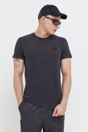 Superdry tricou din bumbac barbati, culoarea gri, neted