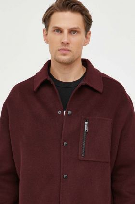 The Kooples geacă cu aspect de cămașă culoarea bordo, de tranzitie