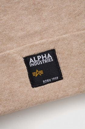 Alpha Industries caciula culoarea bej, din tricot gros
