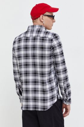 HUGO camasa din bumbac barbati, culoarea negru, cu guler button-down, regular