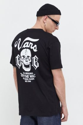 Vans tricou din bumbac barbati, culoarea negru, cu imprimeu