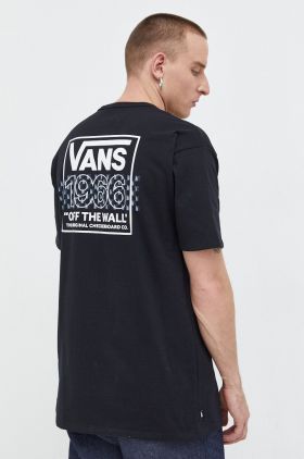 Vans tricou din bumbac barbati, culoarea negru, cu imprimeu