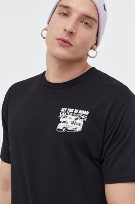 Vans tricou din bumbac barbati, culoarea negru, cu imprimeu