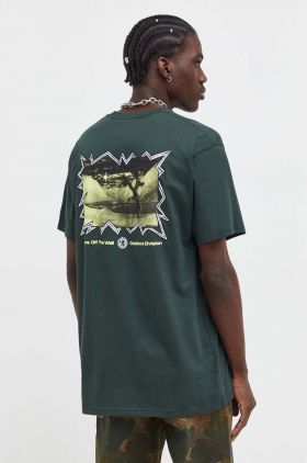 Vans tricou din bumbac barbati, culoarea verde, cu imprimeu