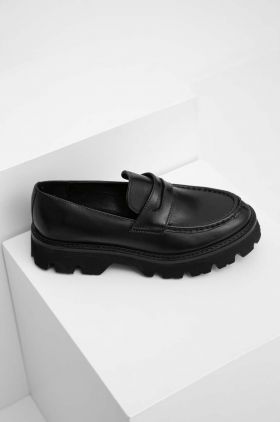 Answear Lab mocasini de piele femei, culoarea negru, cu platforma