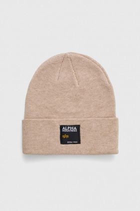 Alpha Industries caciula culoarea bej, din tricot gros
