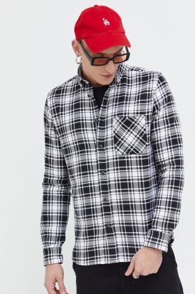 HUGO camasa din bumbac barbati, culoarea negru, cu guler button-down, regular