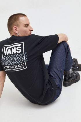 Vans tricou din bumbac barbati, culoarea negru, cu imprimeu