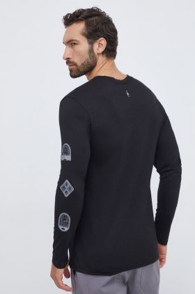 Smartwool longsleeve sport Outdoor Patch Graphic culoarea negru, cu imprimeu