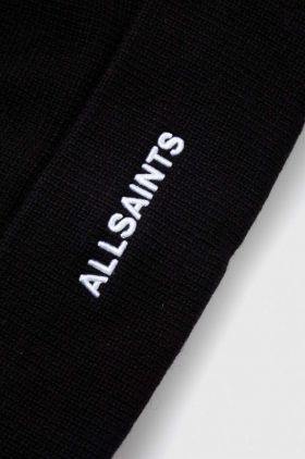 AllSaints caciula din amestec de lana culoarea negru, din tricot gros