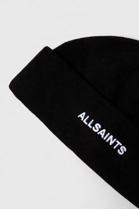 AllSaints caciula din amestec de lana culoarea negru, din tricot gros