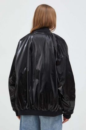 HUGO geaca bomber x Bella Poarch femei, culoarea negru, de tranzitie, oversize