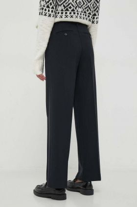 United Colors of Benetton pantaloni femei, culoarea negru, lat, high waist