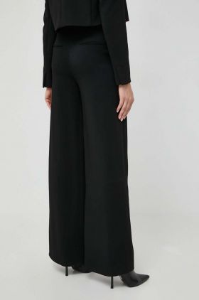 Ivy Oak pantaloni femei, culoarea negru, lat, high waist