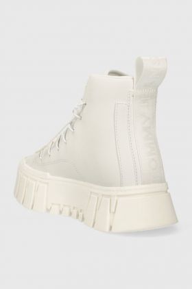 Tommy Jeans tenisi de piele TJW PLATFORM MC femei, culoarea alb, EN0EN02498