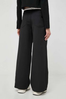 Miss Sixty pantaloni femei, culoarea negru, lat, high waist