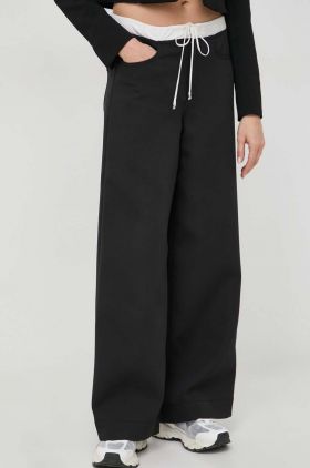 Miss Sixty pantaloni femei, culoarea negru, lat, high waist