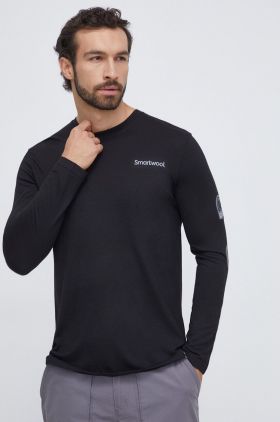 Smartwool longsleeve sport Outdoor Patch Graphic culoarea negru, cu imprimeu